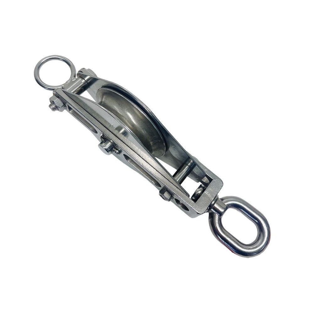 T304 Stainless Steel Wide Swivel Eye Block for Wire Rope Cable, Lifting Rigging Pulley Block for Marine and Outdoor Use