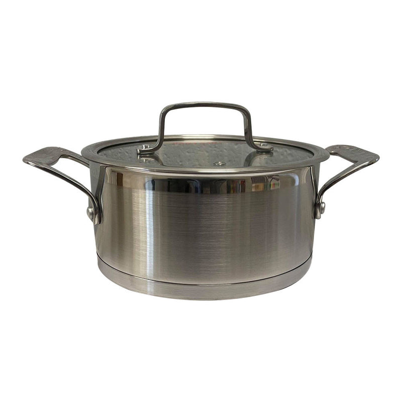 2QT,3QT,6QT Stainless Steel Stock Pot Pan Cookware Rust Proof Tempered Glass Lid