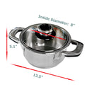 3 Qt, 4 Qt Stainless Steel Stockpot Cooking Pot Glass Lid Boiling Pot Cookware