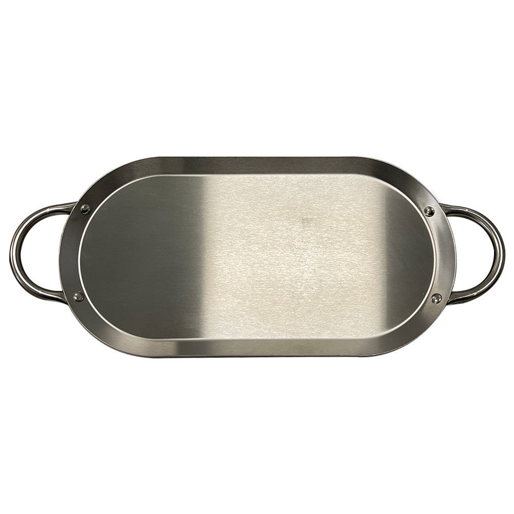 ROUND, OVAL, RECTANGULAR Stainless Steel Serving Platter – Ottoman Tray with Handles for Kitchen, Parties & Decorative Display