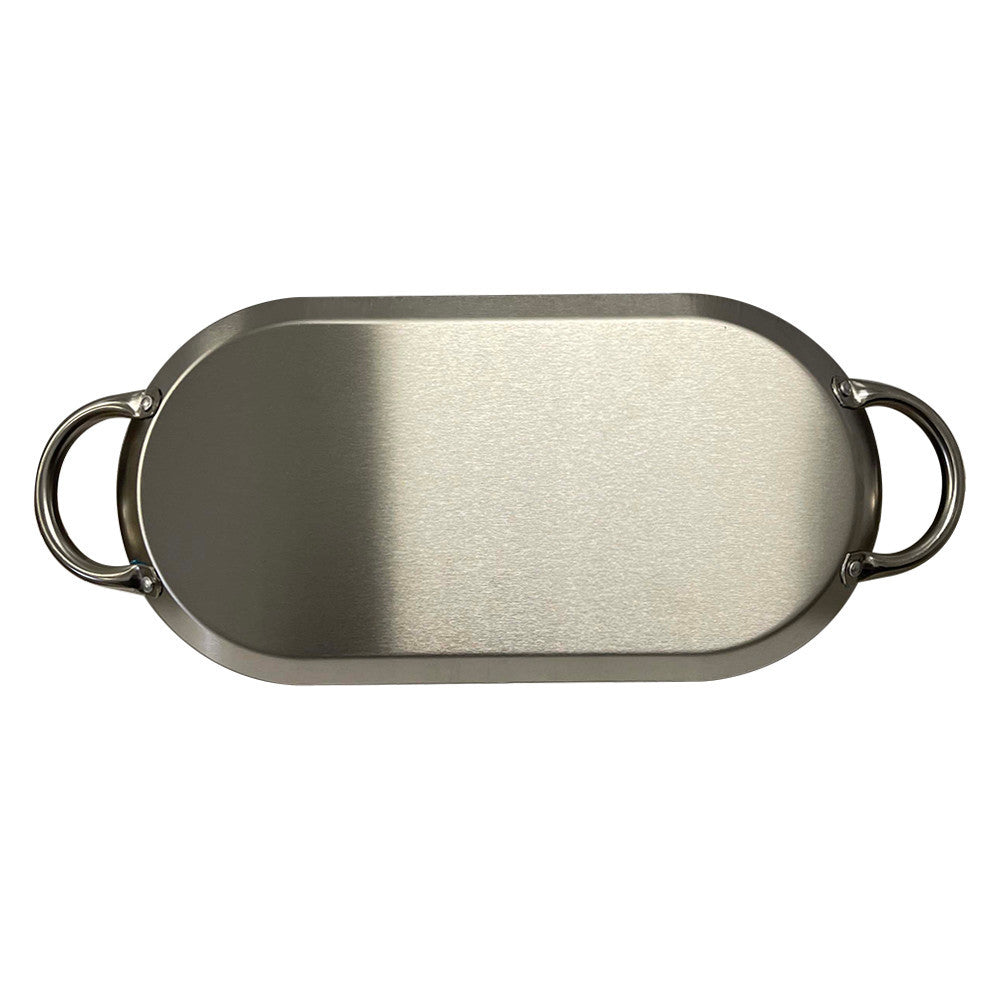 ROUND, OVAL, RECTANGULAR Stainless Steel Serving Platter – Ottoman Tray with Handles for Kitchen, Parties & Decorative Display