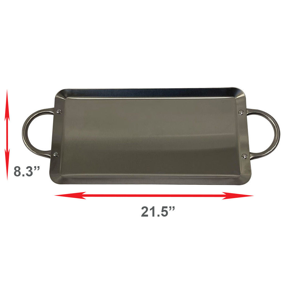 ROUND, OVAL, RECTANGULAR Stainless Steel Serving Platter – Ottoman Tray with Handles for Kitchen, Parties & Decorative Display