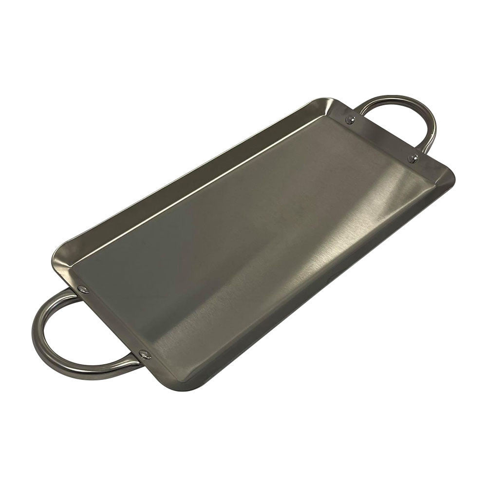 ROUND, OVAL, RECTANGULAR Stainless Steel Serving Platter – Ottoman Tray with Handles for Kitchen, Parties & Decorative Display