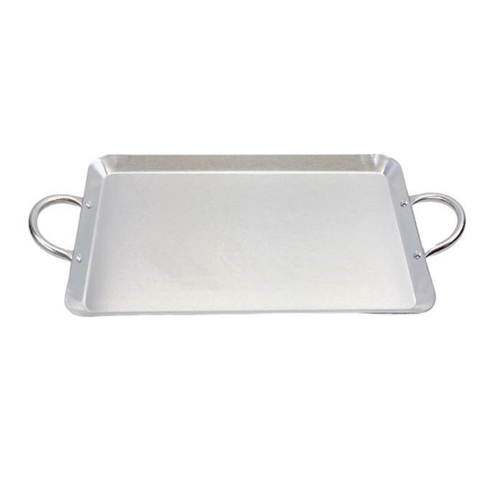 ROUND, RECTANGULAR Stainless Steel Serving Platter – Ottoman Tray with Handles for Kitchen, Parties & Decorative Display