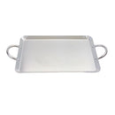 ROUND, RECTANGULAR Stainless Steel Serving Platter – Ottoman Tray with Handles for Kitchen, Parties & Decorative Display