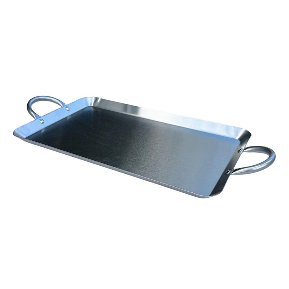 ROUND, RECTANGULAR Stainless Steel Serving Platter – Ottoman Tray with Handles for Kitchen, Parties & Decorative Display