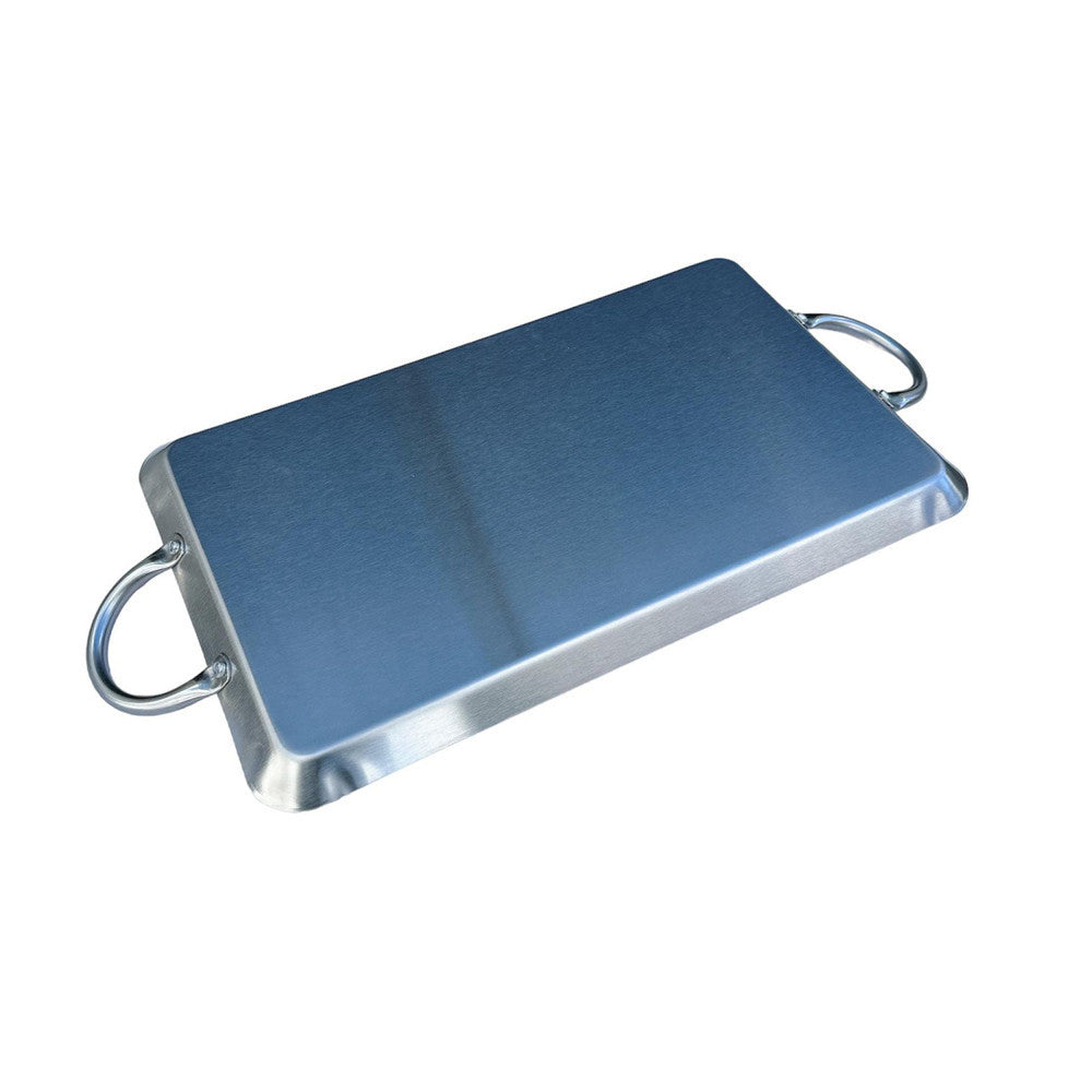 ROUND, RECTANGULAR Stainless Steel Serving Platter – Ottoman Tray with Handles for Kitchen, Parties & Decorative Display