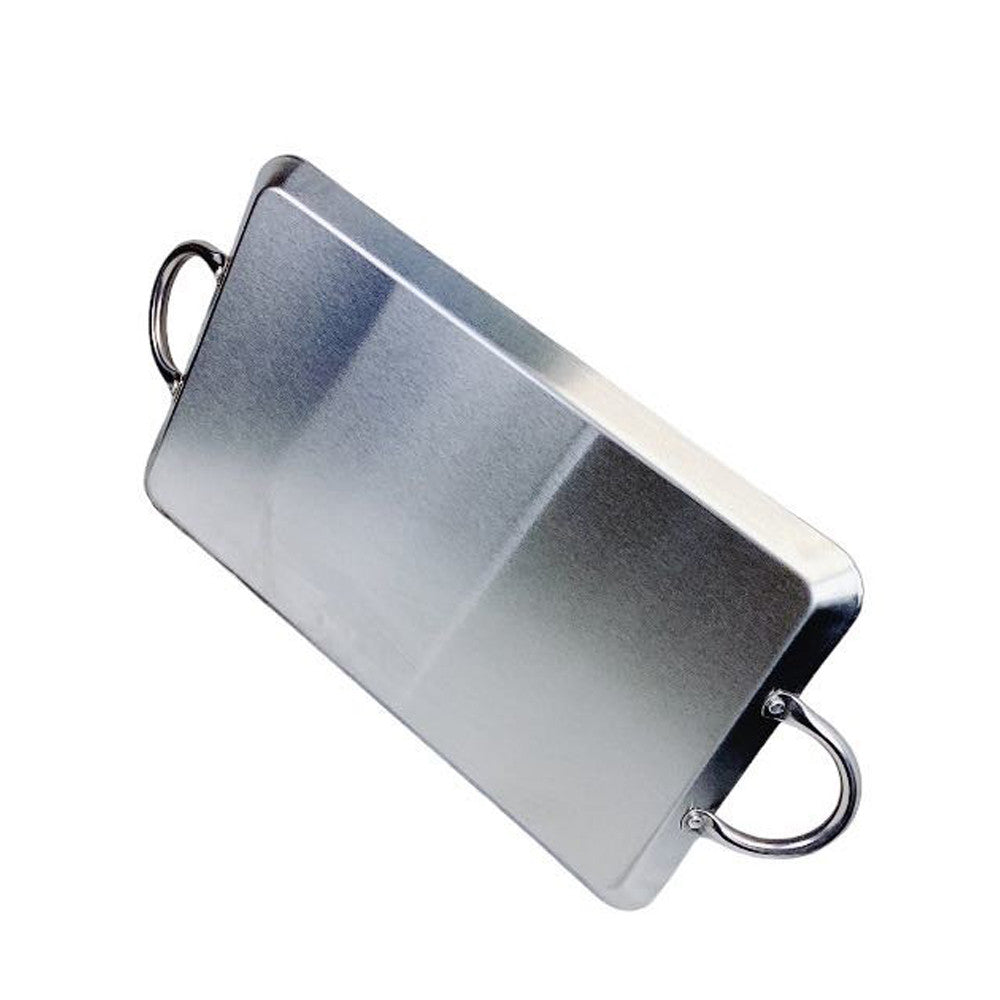 ROUND, RECTANGULAR Stainless Steel Serving Platter – Ottoman Tray with Handles for Kitchen, Parties & Decorative Display