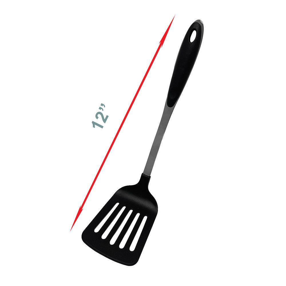 Black Nylon Stainless Steel Slotted Spatula, Slotted Spoon, Pasta Server, Ladle