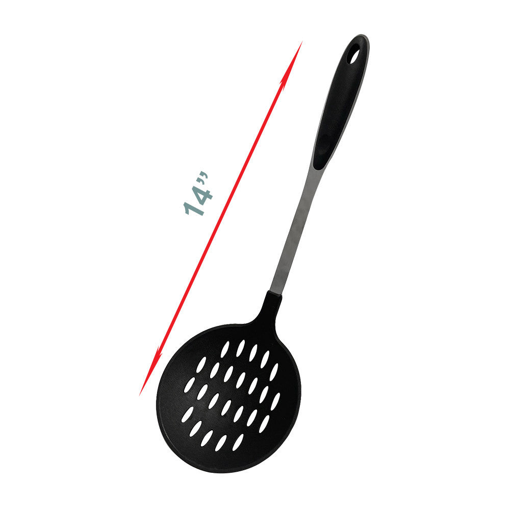 Black Nylon Stainless Steel Slotted Spatula, Slotted Spoon, Pasta Server, Ladle
