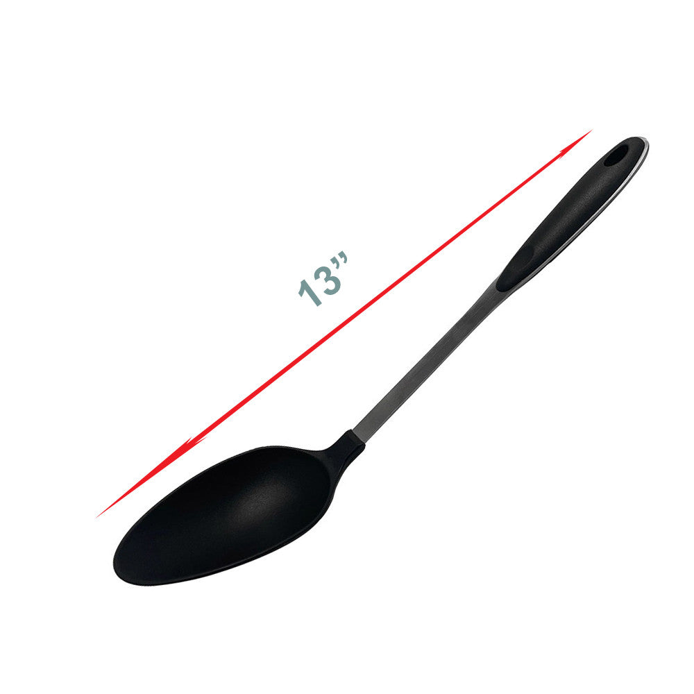Black Nylon Stainless Steel Slotted Spatula, Slotted Spoon, Pasta Server, Ladle