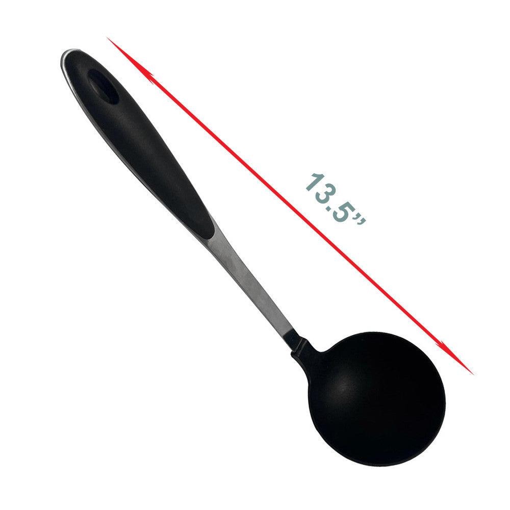 Black Nylon Stainless Steel Slotted Spatula, Slotted Spoon, Pasta Server, Ladle