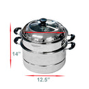 Stainless Steel 2 Tier Steam Pot Cookware Steamer Meat Vegetable Cooker