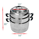 Stainless Steel 2 Tier Steam Pot Cookware Steamer Meat Vegetable Cooker