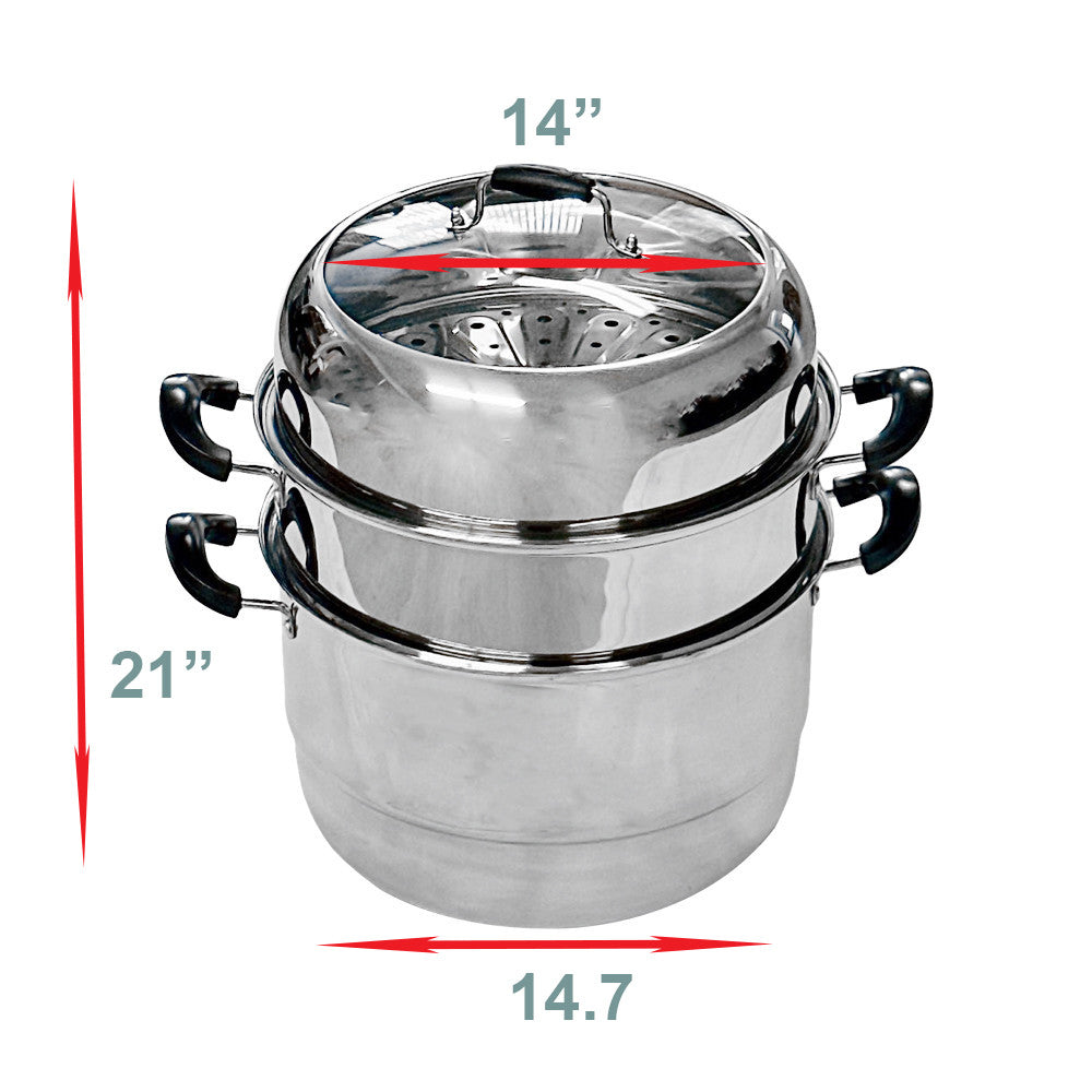 Stainless Steel 2 Tier Steam Pot Cookware Steamer Meat Vegetable Cooker