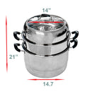 Stainless Steel 2 Tier Steam Pot Cookware Steamer Meat Vegetable Cooker