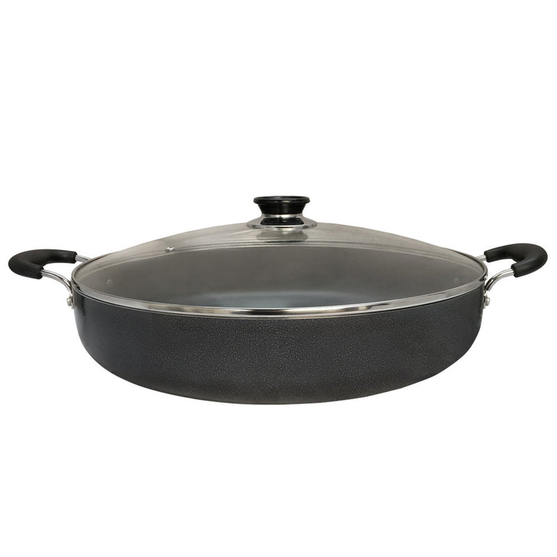 Aluminum Low Pot Cookware Deep Cooking Non Stick Coating Wide Wok Style