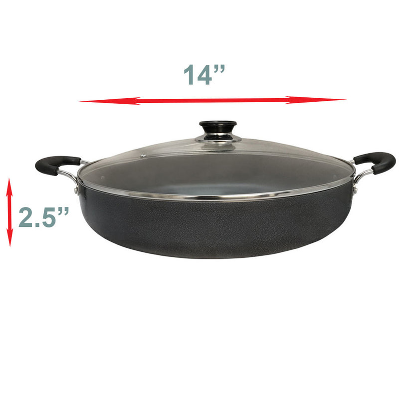 Aluminum Low Pot Cookware Deep Cooking Non Stick Coating Wide Wok Style