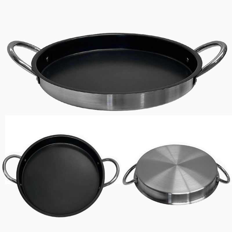Round Stainless Steel Flat Comal Griddle Pan Grill Tray Cook Non-Stick