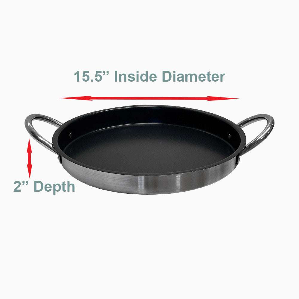 Round Stainless Steel Flat Comal Griddle Pan Grill Tray Cook Non-Stick