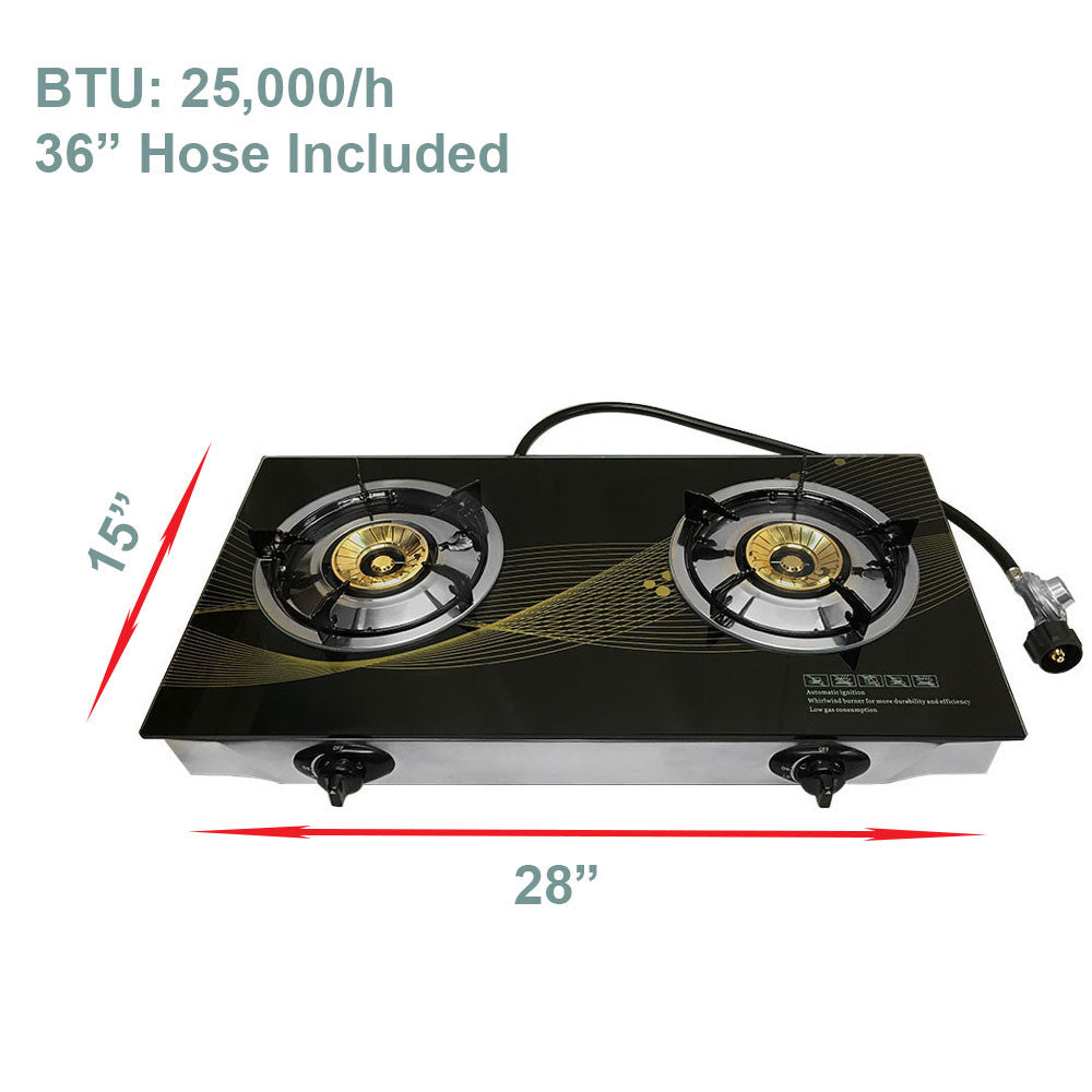 Propane Gas Burner Stainless Steel Stove Table Auto Ignition With Regulator Hose