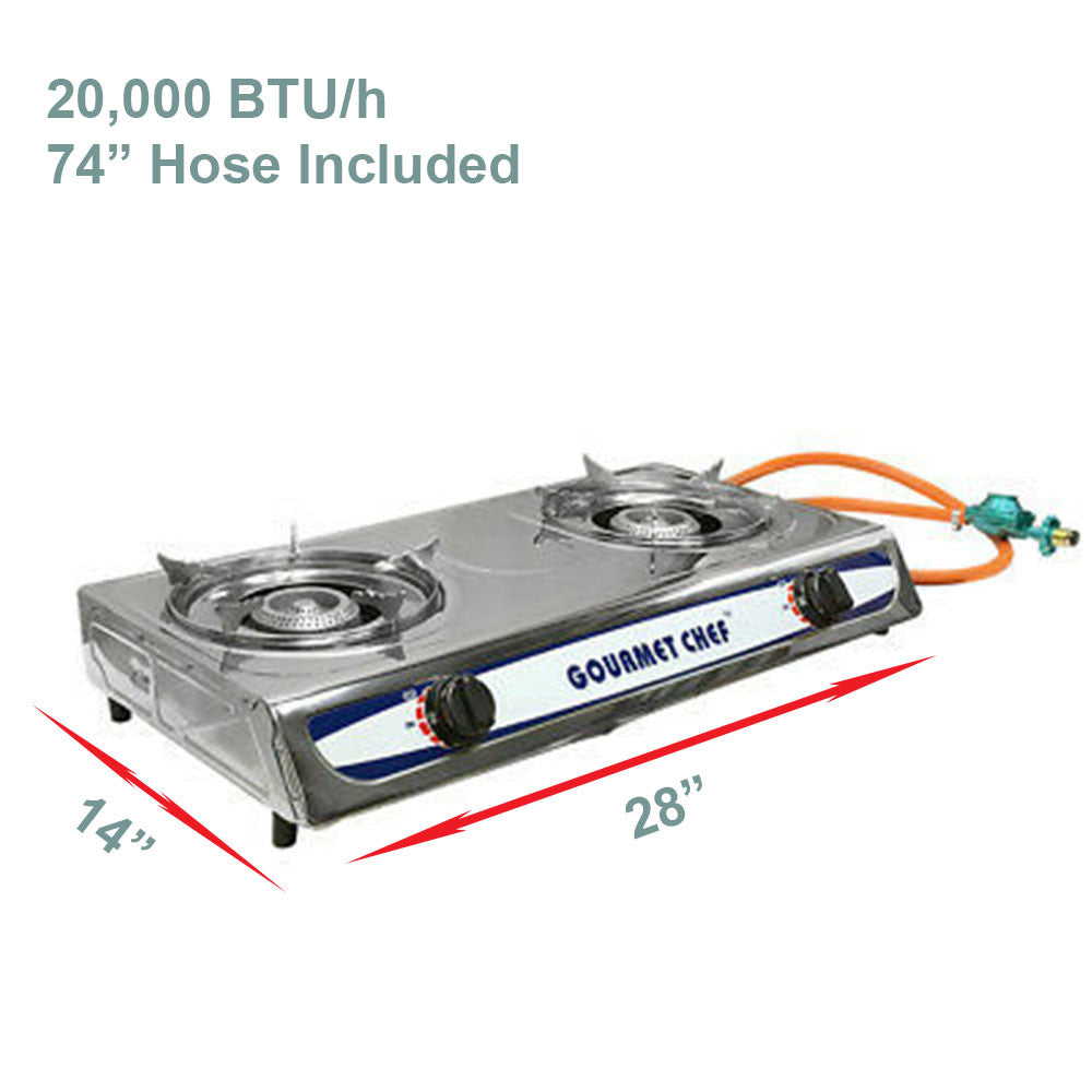 Propane Gas Burner Stainless Steel Stove Table Auto Ignition With Regulator Hose