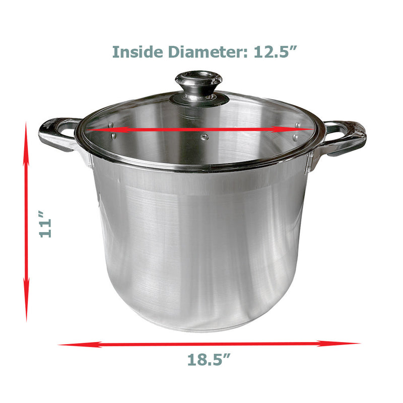 Stainless Steel Stockpot Cooking Pot Glass Lid Boiling Pot Cookware