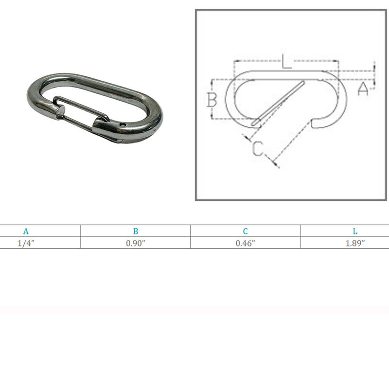 Marine Boat Stainless Steel T316 1/4" Bit Snap Rigging Lift Link Clip Rig Snap