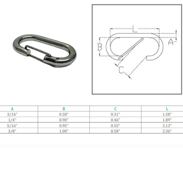 Marine Boat Stainless Steel T316 Bit Snap Rigging Lift Link Clip Rig Snap