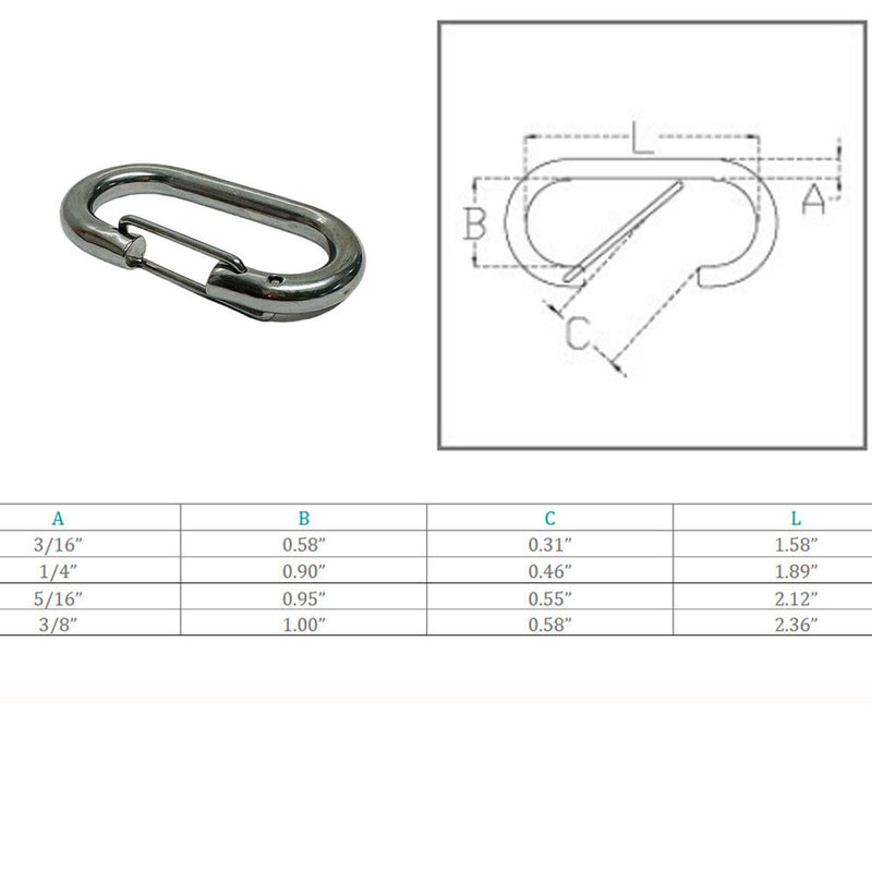 Marine Boat Stainless Steel T316 Bit Snap Rigging Lift Link Clip Rig Snap