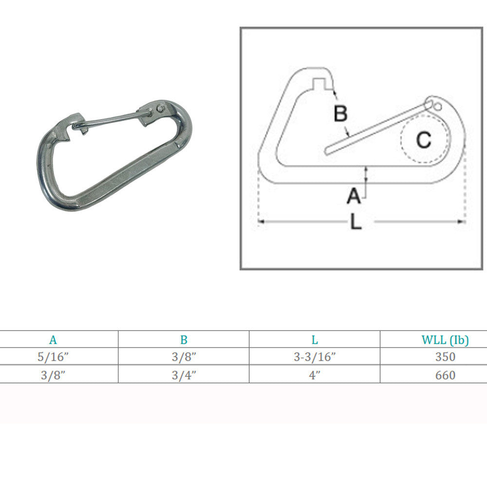 Marine Boat Stainless Steel T316 Spring Clip Rigging Lift Link