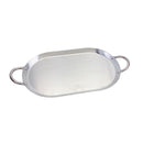 19" x 11-1/2" Stainless Steel Oval Serving Platter Ottoman Tray with Handles