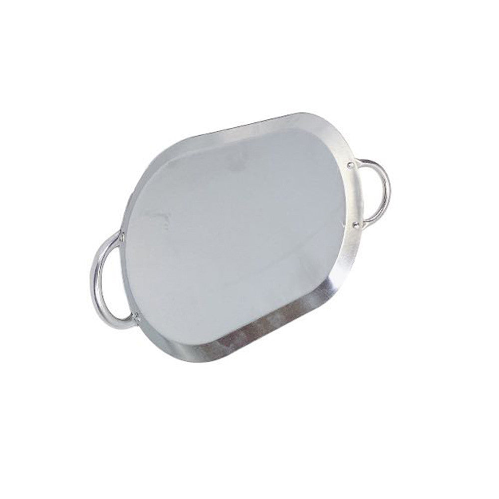 19" x 11-1/2" Stainless Steel Oval Serving Platter Ottoman Tray with Handles