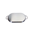 19" x 11-1/2" Stainless Steel Oval Serving Platter Ottoman Tray with Handles