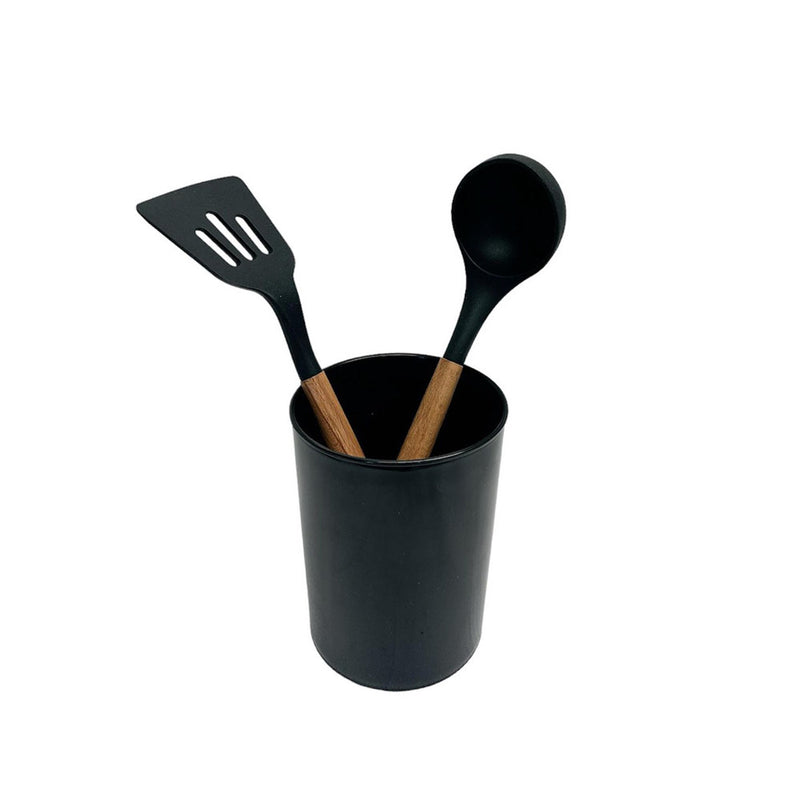 12 Pc Silicone Kitchen Utensil Set Spatula Spoon Pasta Serving Tong Whisk, BLACK