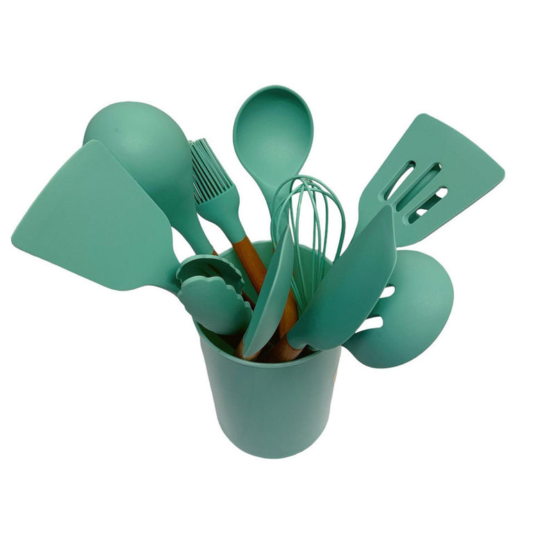 12 Pc Silicone Kitchen Utensil Set Spatula Spoon Pasta Tong Whisk - TURQUOISE