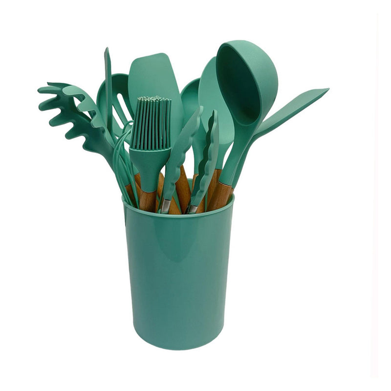 12 Pc Silicone Kitchen Utensil Set Spatula Spoon Pasta Tong Whisk - TURQUOISE