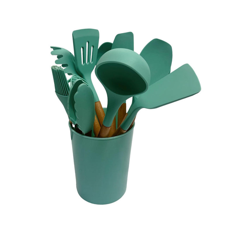 12 Pc Silicone Kitchen Utensil Set Spatula Spoon Pasta Tong Whisk - TURQUOISE