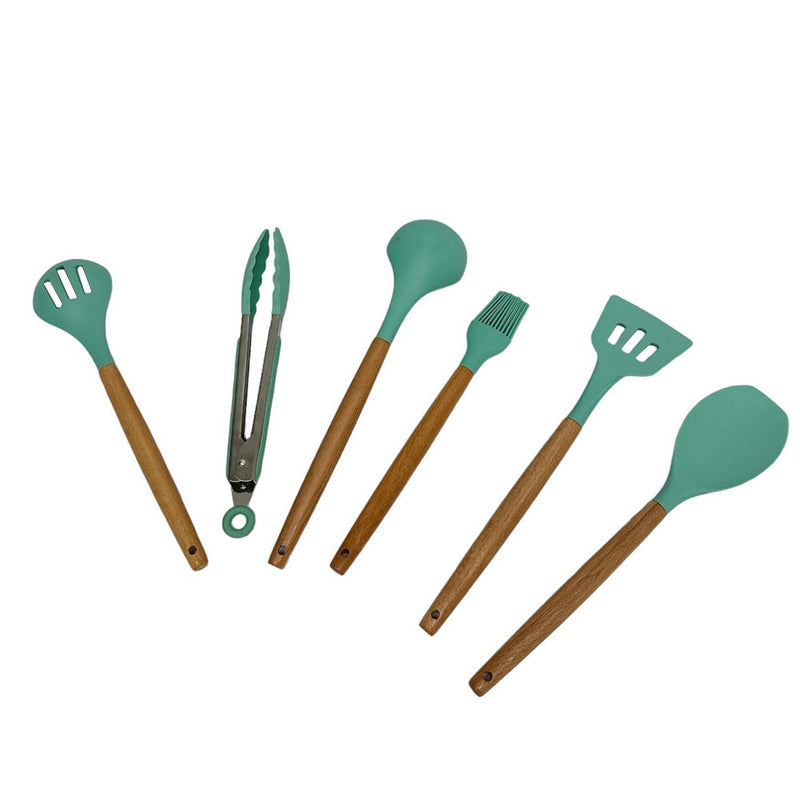 12 Pc Silicone Kitchen Utensil Set Spatula Spoon Pasta Tong Whisk - TURQUOISE