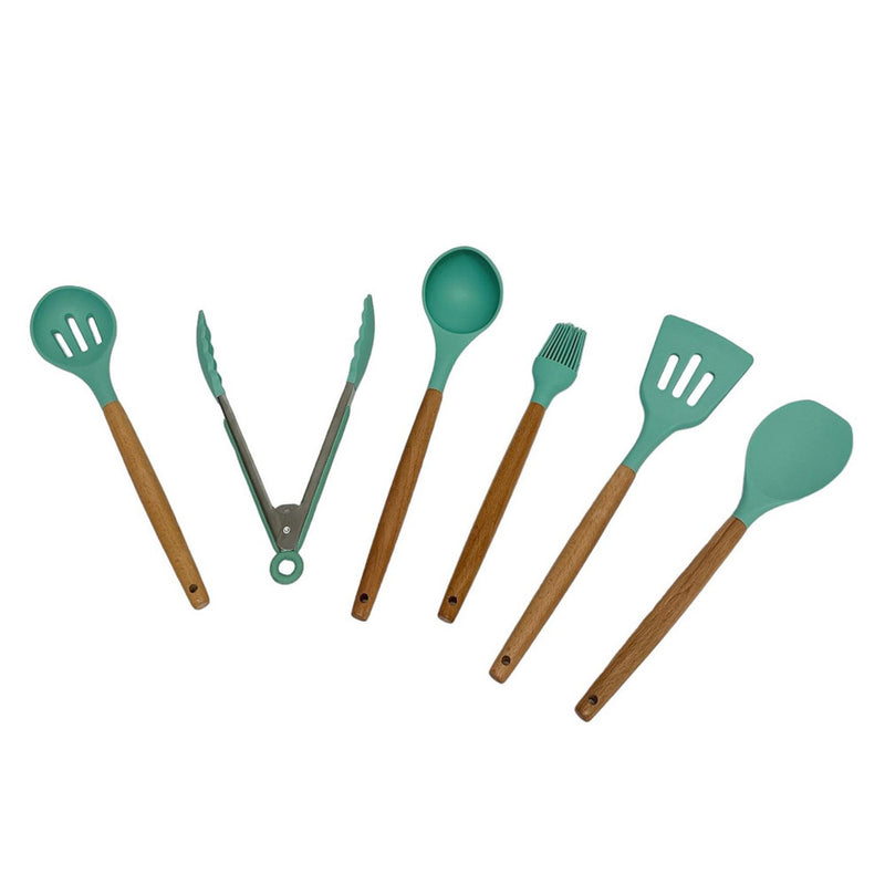 12 Pc Silicone Kitchen Utensil Set Spatula Spoon Pasta Tong Whisk - TURQUOISE