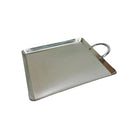 12" Stainless Steel Square Serving Platter Ottoman Tray Flat Pan with Handle