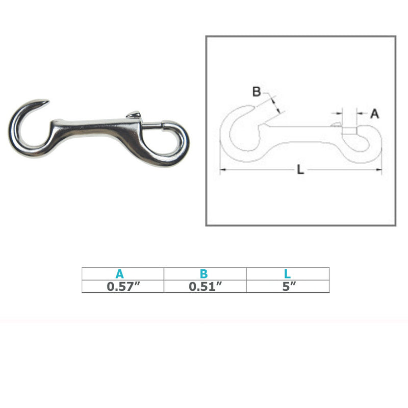 Marine Boat Stainless Steel T316 5"L Bolt Snap Hook Open Eye Bolt Hook Snap Lock