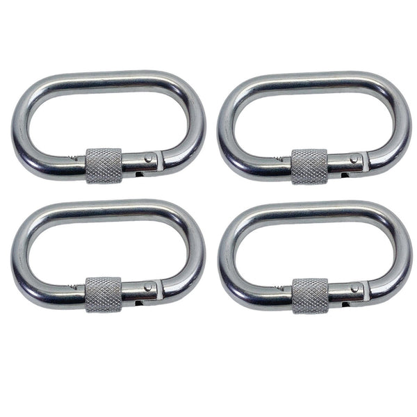 4Pcs Marine Stainless Steel 1/4" Oval Snap Spring Hook With Lock Nut 250 Lbs WLL