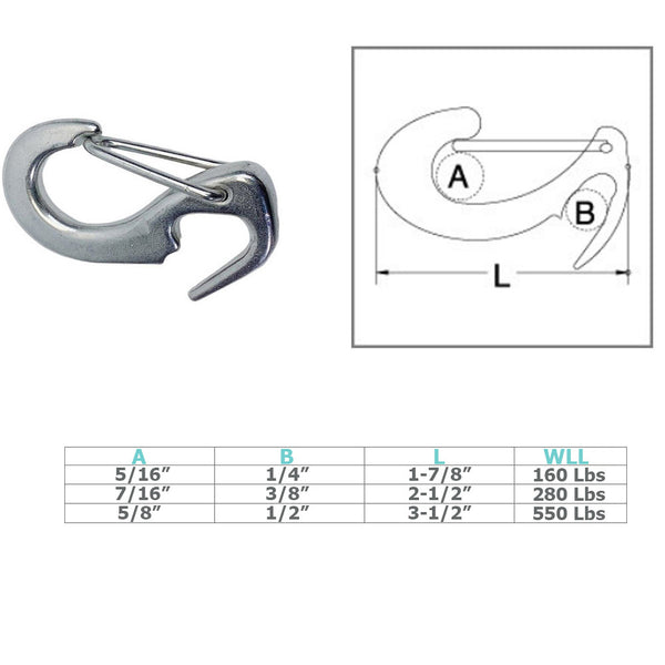 Marine Boat Stainless Steel T316 Wire Lever Open End Snap
