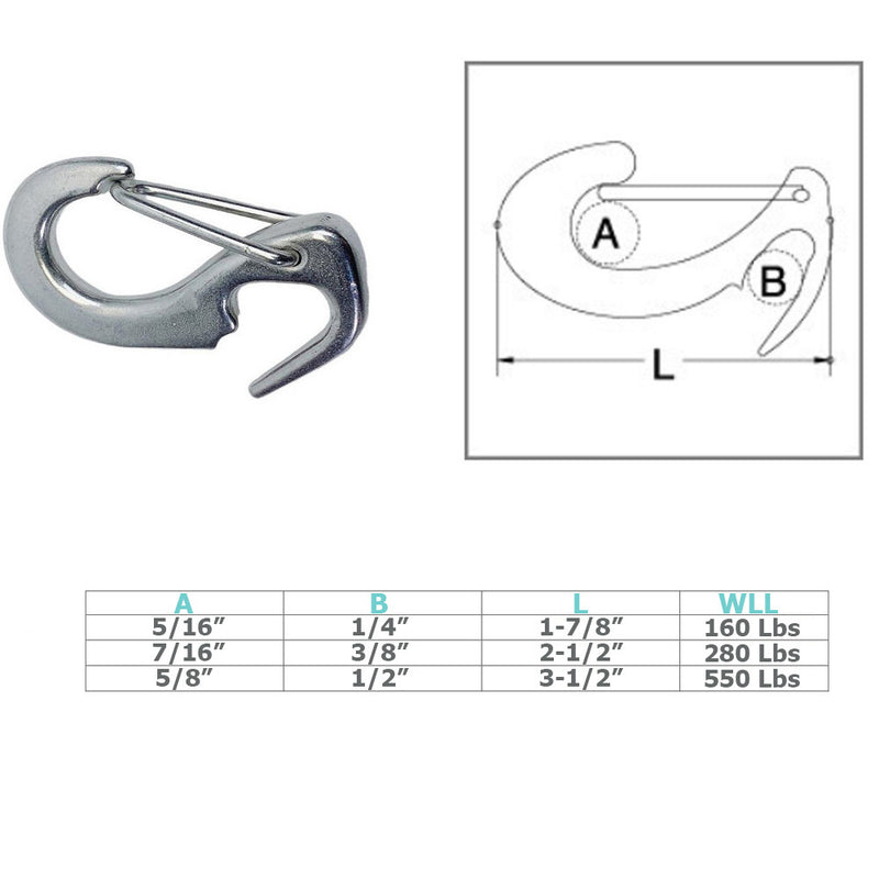 Marine Boat Stainless Steel T316 Wire Lever Open End Snap