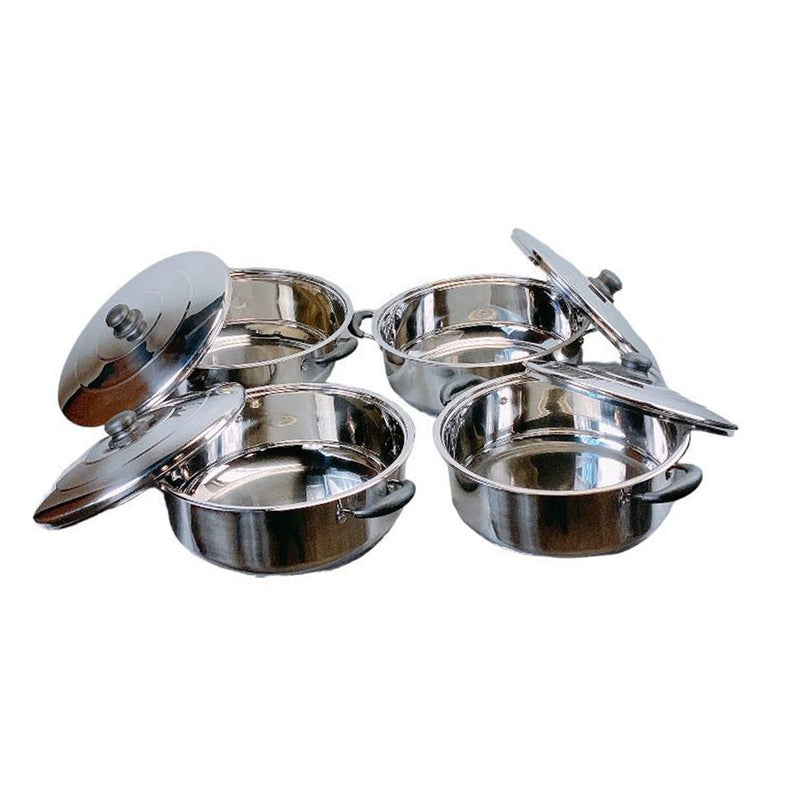 4 Pc Stainless Steel Cooking Pot Stock Pot Set 8QT/10QT/12QT/14QT Boiling Pot Cookware Pot