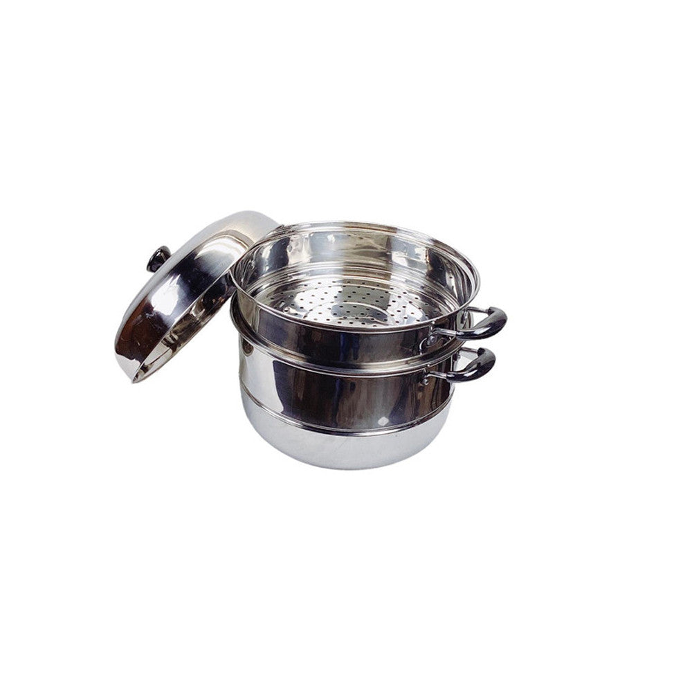12.5"(32cm) Stainless Steel Steam Pot 2 Tier Multi-Layer Stack Steam Pot Boiler