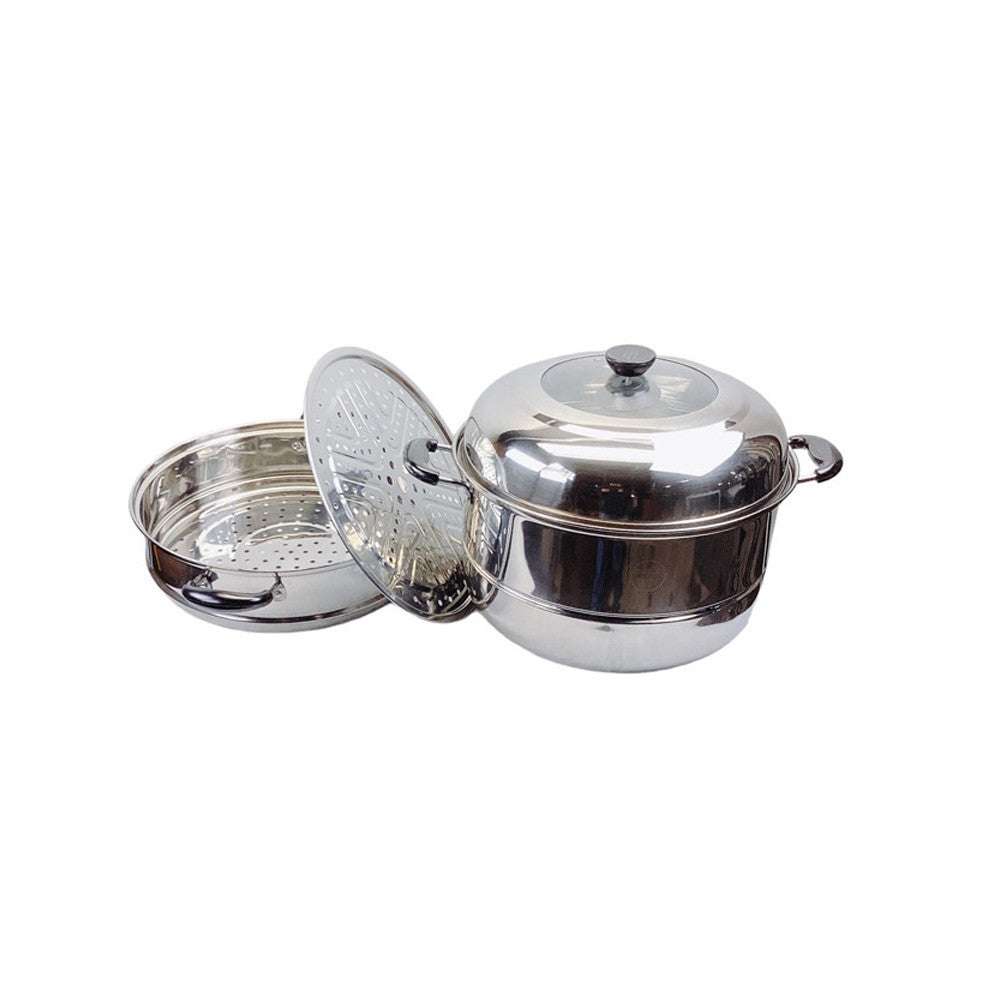 12.5"(32cm) Stainless Steel Steam Pot 2 Tier Multi-Layer Stack Steam Pot Boiler