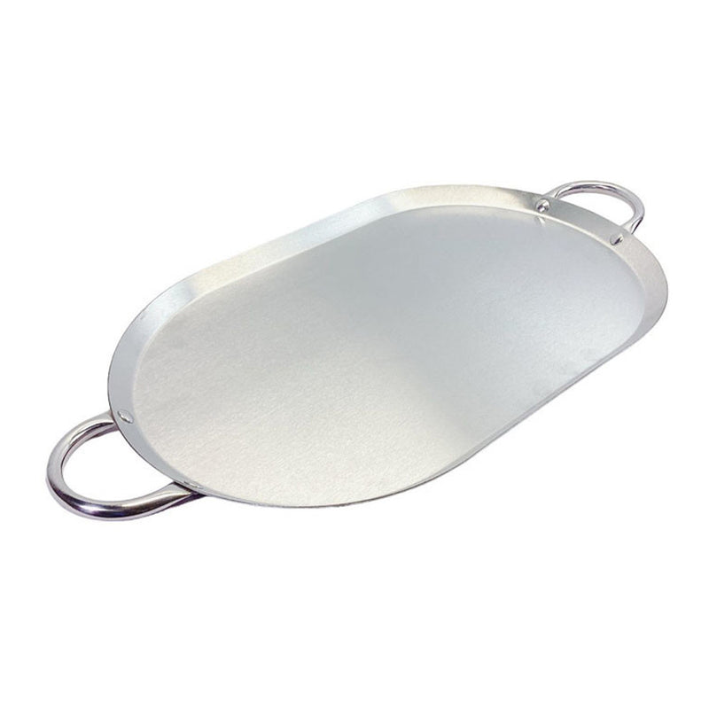 21" x 13" Stainless Steel Oval Serving Platter Ottoman Tray with Handles