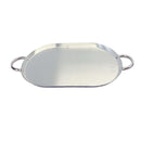 21" x 13" Stainless Steel Oval Serving Platter Ottoman Tray with Handles